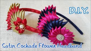 DIY Satin Cockade Flower Headband  MyInDulzens [upl. by Halludba669]