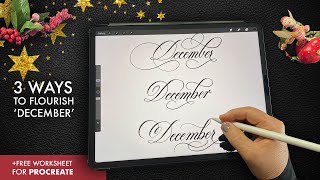 3 ways to flourish December 🎄 Beginner friendly Procreate worksheet [upl. by Rucker175]