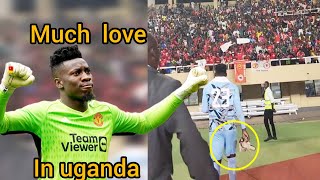 ANDRE ONANA SHOWING LOVE TO UNITED FANS IN UGANDA BY GIVING OUT HIS GLOVES DURING AFCON [upl. by Akilegna]