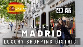 Walking in Madrid 🇪🇸 Shopping District Serrano Street  Designer Labels  Spain 4k February 2024 [upl. by Annavaj563]