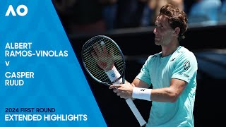 Albert RamosVinolas v Casper Ruud Extended Highlights  Australian Open 2024 First Round [upl. by Ynnaej]