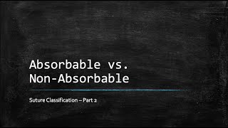 Suture Classification Part 2 of 3  Absorbable vs NonAbsorbable [upl. by Mara649]