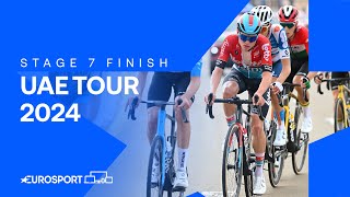 WHAT A CHAMPION 🏆  Stage 7 Finish UAE Tour 2024  Eurosport Cycling [upl. by Friedlander]