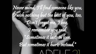 Adele  Someone like you WITH ONSCREEN LYRICS [upl. by Marcie]