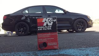 MK6 Jetta S KampN Air Filter Intake Upgrade Non Turbo 20l Transformational Sound Difference [upl. by Llecrad397]