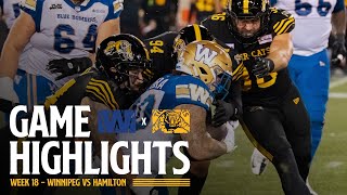 GAME HIGHLIGHTS  Winnipeg Blue Bombers vs Hamilton TigerCats  Week 18 100424 [upl. by Haelahk540]