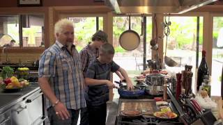 Guy Fieri Nacho Cheese Chicken Sausage Recipe [upl. by Bolme]