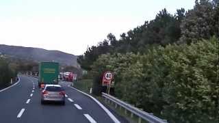 Italien Taggia Imperia San Bartolomeo al Mare Andora Mit dem LKW unterwegs auf der Autobahn [upl. by Lennahs359]