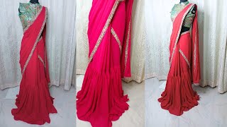 How to make frill Saree at home  Frill Saree kaise banate hain  Frill saree cutting and Stitching [upl. by Seaddon]