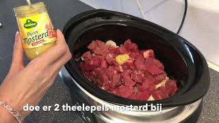 Boeuf Stroganoff uit de slowcooker  Crockpot [upl. by Adlig854]