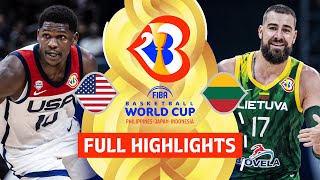 USA 🇺🇸 vs Lithuania 🇱🇹  Full Game Highlights  FIBA Basketball World Cup 2023 [upl. by Wade765]