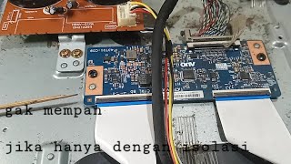 POLYTRON PLD 43S883 tampilan gambar berkabut amp bergaris sarung berubah ubah [upl. by Aicened]