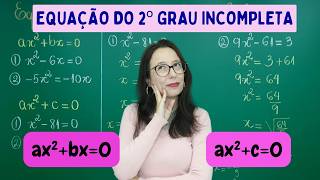 EQUAÇÃO DO SEGUNDO GRAU INCOMPLETA  SEM BHASKARA  Professora Angela Matemática [upl. by Tasiana]