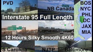 Interstate 95 Full Length 4K60 🚄250 12hrs Southbound [upl. by Aliban]