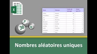 Générer des nombres aléatoires uniques sans VBA Excel [upl. by Besse]