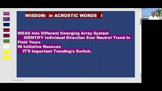 IDEAS in ACROSTIC POEM  WISDOM in ACROSTIC WORDS I [upl. by Everest]