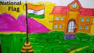 Indian Flag Drawing How to Draw Easy flag Drawing and Colouring StepsIndependence Day Drawing [upl. by Rask435]