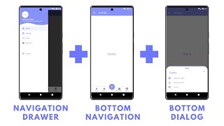 Navigation Drawer  Bottom Navigation  Bottom Sheet Dialog in Android Studio  All in one app  UI [upl. by Leira922]