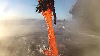 Amazing up close footage of Lava entering the ocean [upl. by Aldwon153]