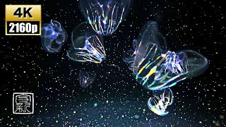 Beautiful Meditating Water Sound Music 4K UHD with Sea Walnut Jellyfish 12HRS [upl. by Divadnahtanoj740]