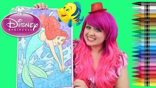 Coloring Ariel The Little Mermaid GIANT Coloring Page Crayons  COLORING WITH KiMMi THE CLOWN [upl. by Arrait]