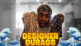 DESIGNER DURAG TRY ON HAUL CHANEL GUCCI LOUIS VUITTON  360 WAVE PROCESS  DOPEDJ [upl. by Fin442]