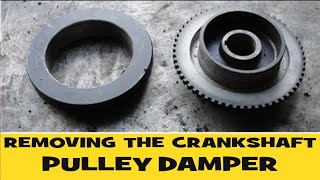 HOW TO REMOVE THE CRANKSHAFT PULLEY DAMPER ON A CAR ENGINE  DIY [upl. by Camilo]