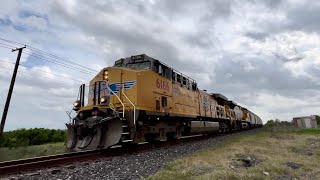 UP 6166 Leads Slow Northbound Mixed Freight Train At Watson Lane In Hunter Texas on 4624 [upl. by Haimarej]