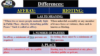 Difference Between Rioting and Affray Pakistan Penal CodeIPC LecturesOnlyLaw UrduHindi [upl. by Mina]