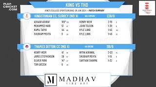 Kingstonian CC Surrey 2nd XI v Thames Ditton CC 2nd XI [upl. by Nnylasor]