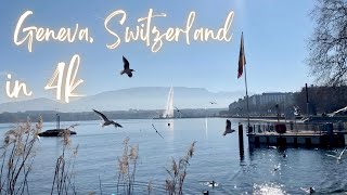 Geneva Switzerland  Walking tour in 4K  A day in life  Silent Vlog [upl. by Ahsieym30]