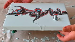 652 TRIPTYCH painting with MARBLES  EASY Fluid art for BEGINNERS  Triptych painting tutorial [upl. by Pitchford]