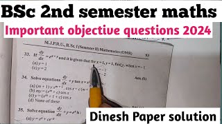 BSc 2nd semester maths। important questions ।2024mjpru important objectivequestionsbsc2ndseme [upl. by Brantley]