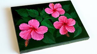 Flower Painting  Acrylic Painting For Beginners  Hibiscus flower Painting  Step By Step [upl. by Torto]