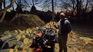 Splitting firewood with the Rough Country camping light [upl. by Eidok542]