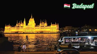 🇭🇺 Budapest Hungary Day amp Night Walking tour Elzbet Bridge The Parliament [upl. by Hillard336]