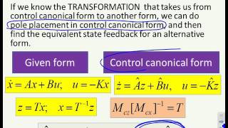 State space feedback 3  transformation to a canonical form [upl. by Odlonyer531]