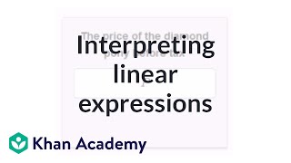 Interpreting linear expressions 1  Introduction to algebra  Algebra I  Khan Academy [upl. by Etnoved813]