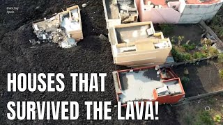 La Palma Volcano Drone Houses that stopped the lava Final view after volcano stop Dec 21 [upl. by Marie-Jeanne]