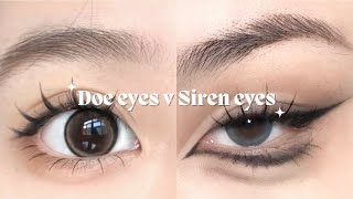 Doe eyes vs Siren eyes makeup tutorial  How to do doe eyes amp siren eyes [upl. by Notrem438]