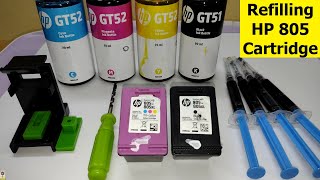 Refilling HP 805 Inkjet Cartridge for HP 2300 2331 2332 1110 1112 1212 printers  in Hindi [upl. by Chee397]