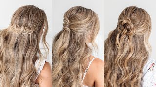 3 FALL HALF UPDOS 🍂 EASY HAIRSTYLES  Missy Sue [upl. by Atsirk31]