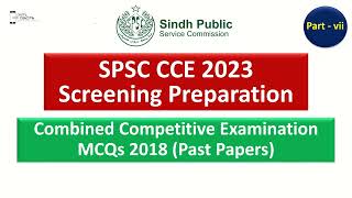 SPSC CCE 2023 Screening Preparation Part vii  CCE 2023  SPSC CCE 2018 Past Paper MCQs  SPSC MCQs [upl. by Ynnek]