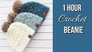 1 Hour Crochet Beanie Easy Pattern [upl. by Odarnoc]