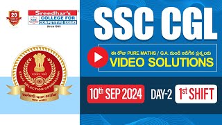 SSC CGL TIER1 2024  DAY2 SHIFT1 10TH SEPT  ASKED QUESTIONS  ANALYSIS BY SREEDHARS CCE [upl. by Zebulon516]