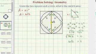 Find the Area of a Circle Bounded by Two Squares [upl. by Anomor333]