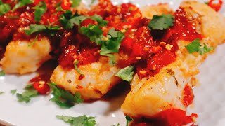 Tomato Basil Cod Fish recipe  How to make Easy Cod Fish  Cod fish Recipe [upl. by Jacynth]