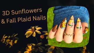 🌻3D Sunflowers amp Fall Plaid Nails  Nail Reserve 🌻 [upl. by Carine]