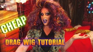 Cheap DIY drag wig tutorial 1 [upl. by Kcirb912]