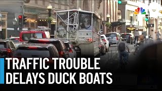 Traffic trouble leading to duck boat delays [upl. by Gereron]